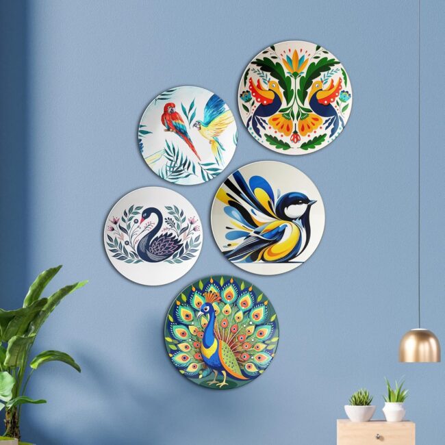 Parrots, Swans, and Peacocks | Home Decoration | Living Room Wall Decoration | Décor Items | Gift Items (Set of 5) - Image 8
