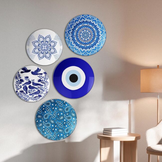 Mandala and Paisley Blues | Home Decoration | Living Room Wall Decoration | Décor Items | Gift Items (Set of 5) - Image 5