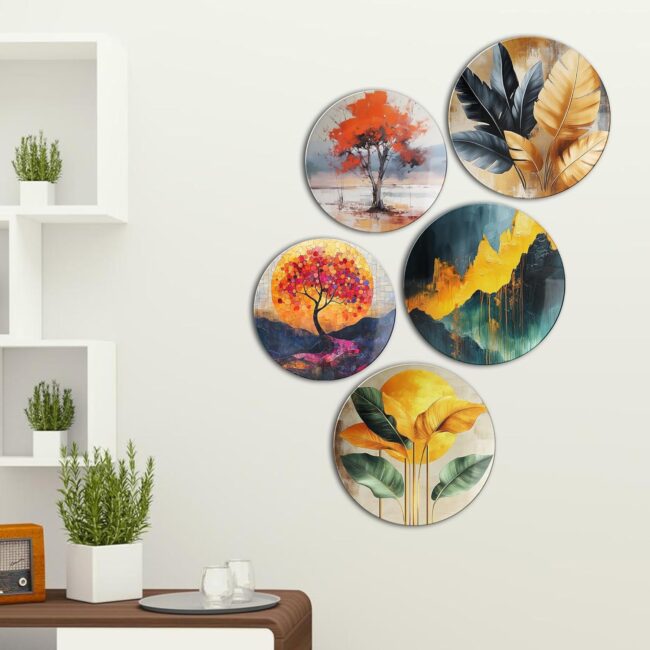 Nature's Palette | Home Decoration | Living Room Wall Decoration | Décor Items | Gift Items (Set of 5) - Image 4