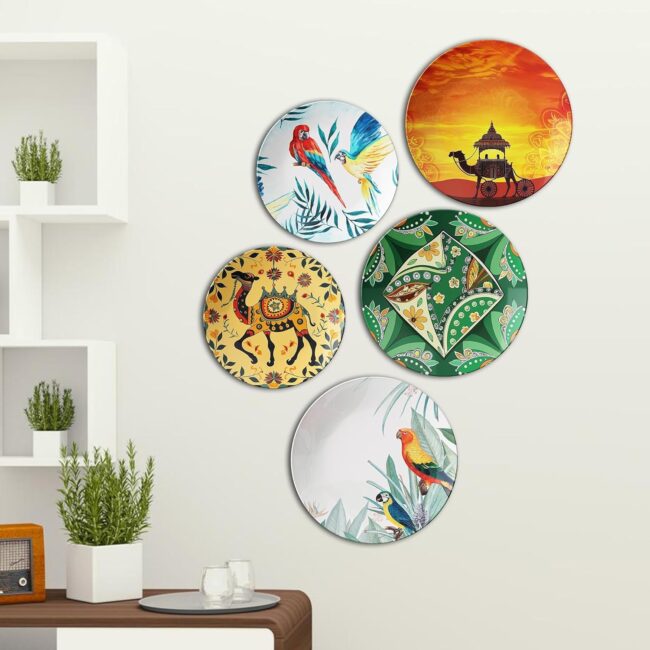 Birds and Camels | Home Decoration | Living Room Wall Decoration | Décor Items | Gift Items (Set of 5)