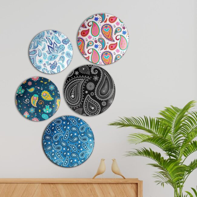Colorful Paisley Collection | Home Decoration | Living Room Wall Decoration | Décor Items | Gift Items (Set of 5) - Image 5