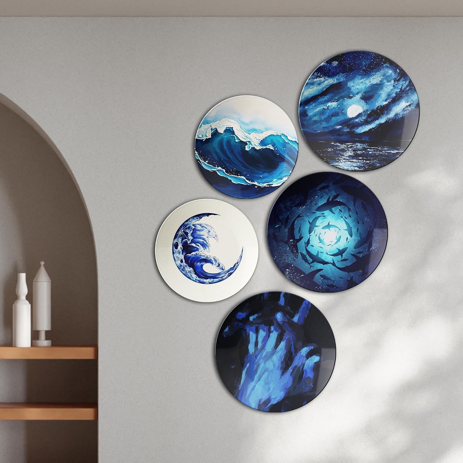 Ocean and Night Sky | Home Decoration | Living Room Wall Decoration | Décor Items | Gift Items (Set of 5)