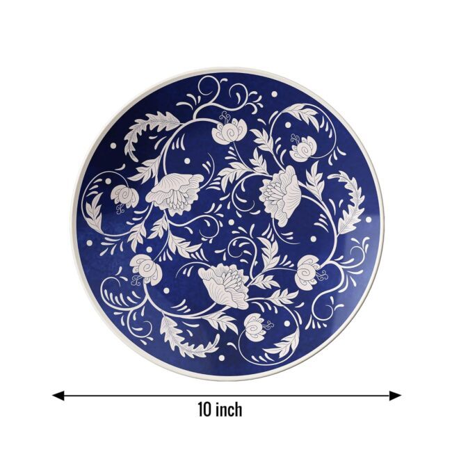 Floral Medallions in Blue and White, Set of 3 Decorative Ceramic Wall Plates, Combo No -109 - Image 3