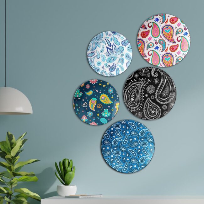 Colorful Paisley Collection | Home Decoration | Living Room Wall Decoration | Décor Items | Gift Items (Set of 5) - Image 3