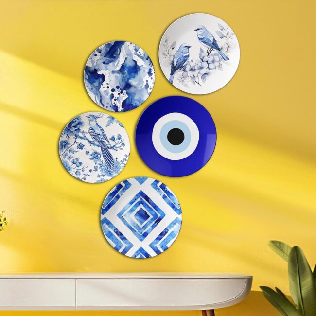 Blue Hues on Display | Home Decoration | Living Room Wall Decoration | Décor Items | Gift Items (Set of 5)