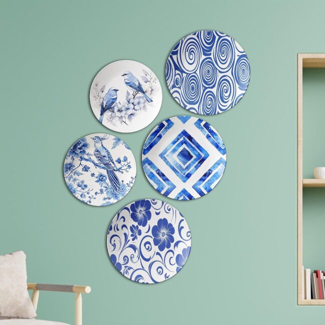 Shades of Blue | Home Decoration | Living Room Wall Decoration | Décor Items | Gift Items (Set of 5)