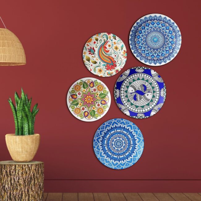 Mandala Magic and Paisley Flourish | Home Decoration | Living Room Wall Decoration | Décor Items | Gift Items (Set of 5) - Image 2