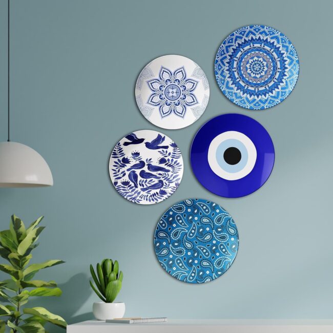 Mandala and Paisley Blues | Home Decoration | Living Room Wall Decoration | Décor Items | Gift Items (Set of 5) - Image 3