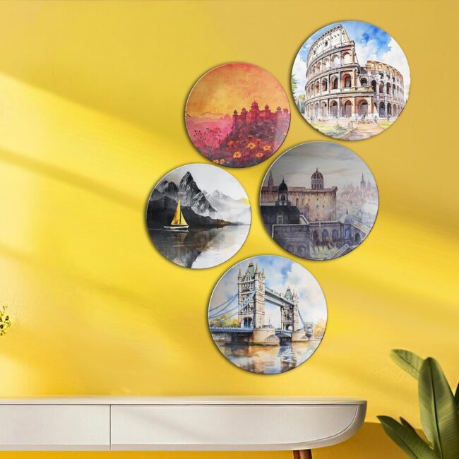 Places We Dream Of/Around the World in Five Plates | Home Decoration | Living Room Wall Decoration | Décor Items | Gift Items (Set of 5) - Image 7