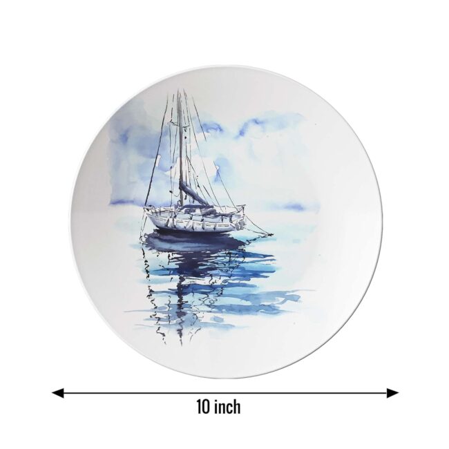 Oceanic Echoes in Porcelain, Set of 3 Decorative Ceramic Wall Plates Combo No -114 - Image 3