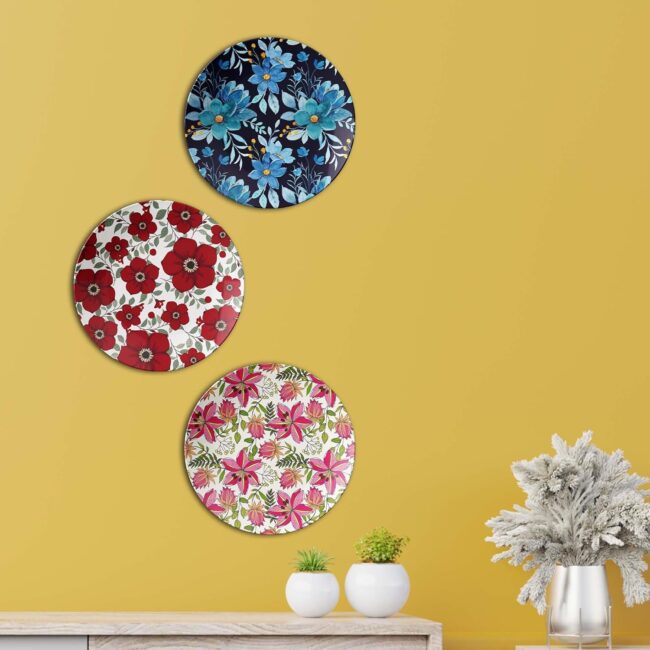Garden Wall Medallions, Set of 3 Decorative Ceramic Wall Plates Combo No -73 - Image 6