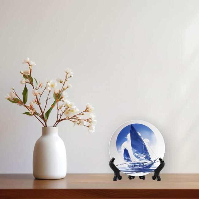 Oceanic Echoes in Porcelain, Set of 3 Decorative Ceramic Wall Plates Combo No -114 - Image 6