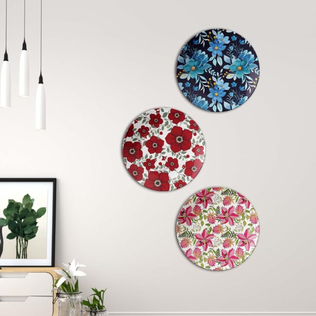 Garden Wall Medallions, Set of 3 Decorative Ceramic Wall Plates Combo No -73 - Image 8