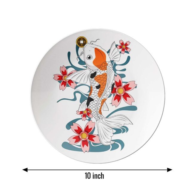 Lucky Koi Medallions, Set of 3 Decorative Ceramic Wall Plates Combo No -76 - Image 3